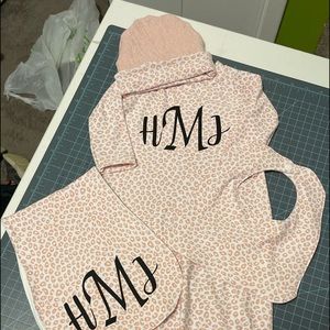 Handmade Gown, Bib, & Burp Cloth Set